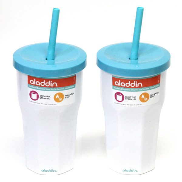 5 Large Aladdin Insulated Cups with Lids and Straws - household